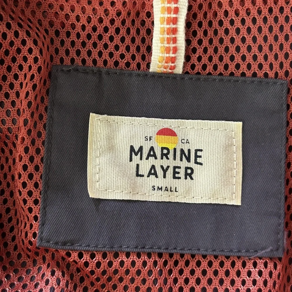 Marine Layer Jacket Mens Small Gray Striped Full Zip‎ Lightweight Windbreaker
